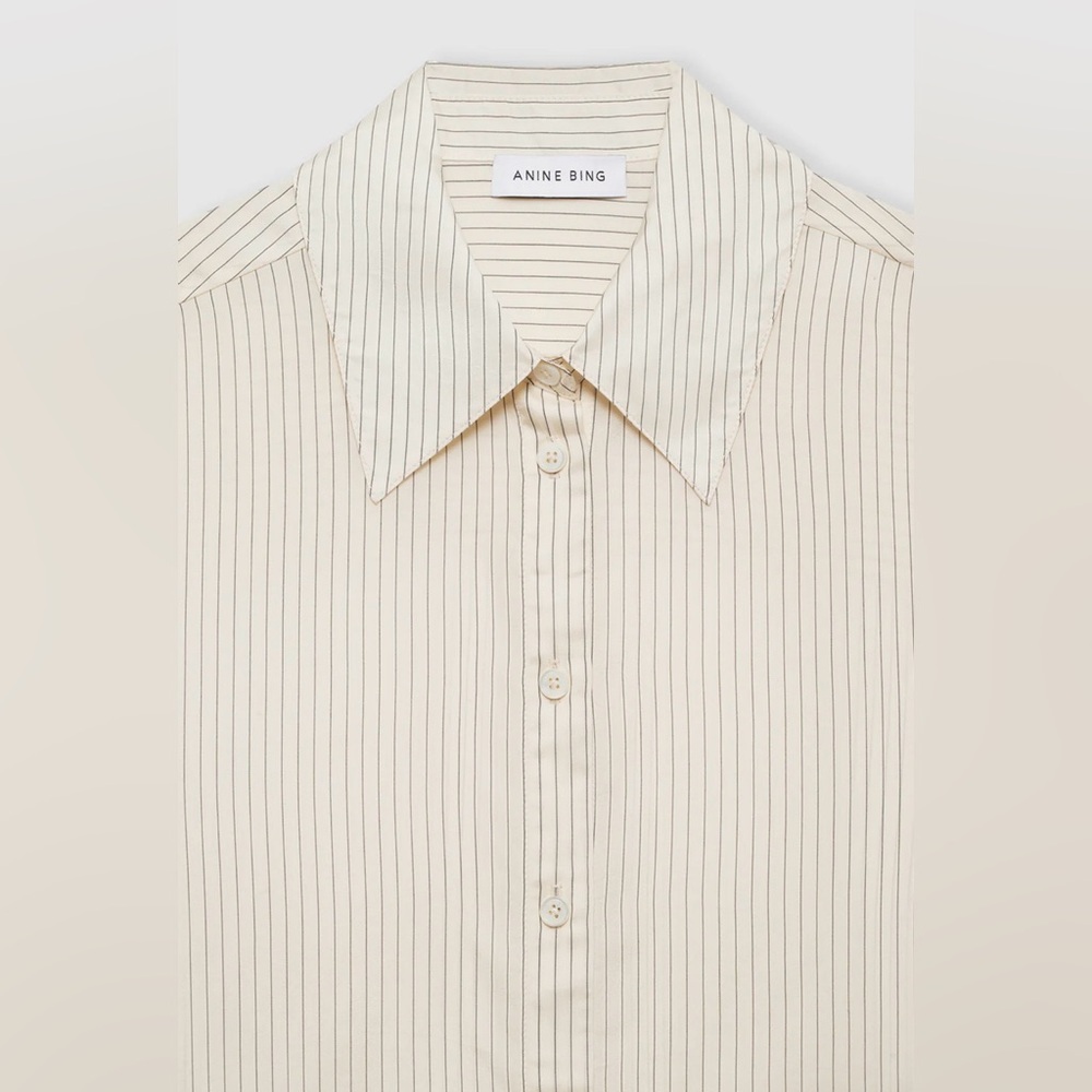 NWT Anine Bing Bridget Shirt in‎ Ivory & Black in XS - Picture 3 of 15